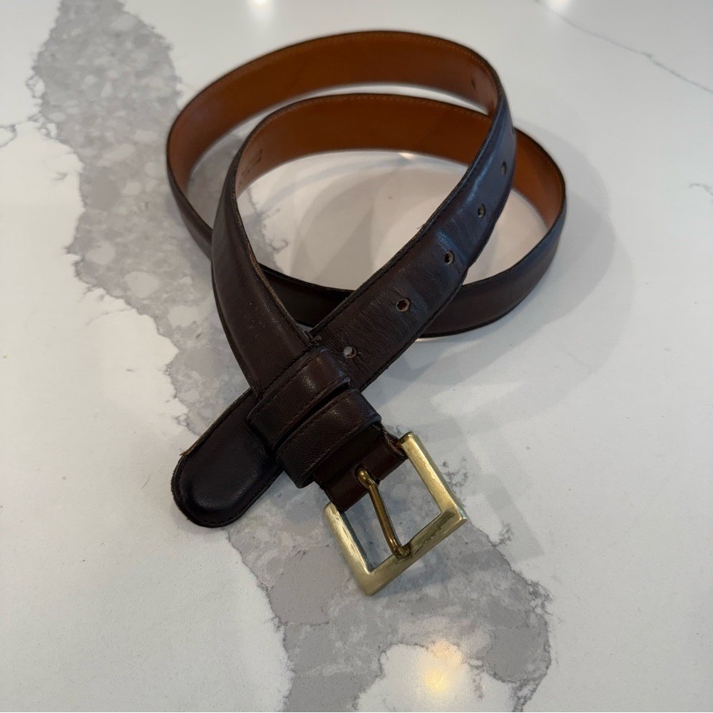 Coach Cowhide Leather Solid Brass Square Buckle Dark Brown Belt #7602 Sz 38 EUC - Picture 13 of 13